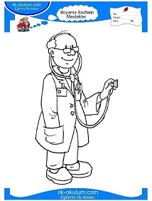 Çocuklar İçin Doktor Boyama Sayfaları 